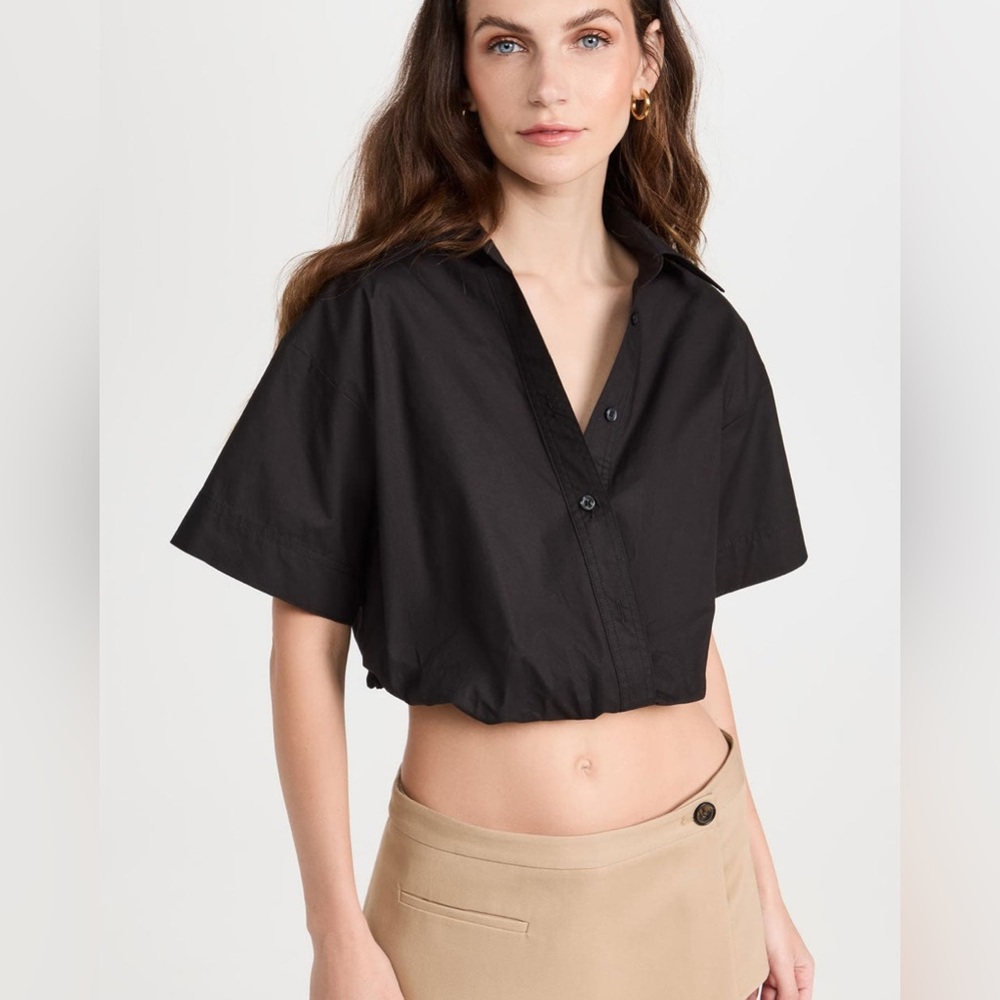 A.L.C. NWT Black Cropped Button Front Summer Top Size 4